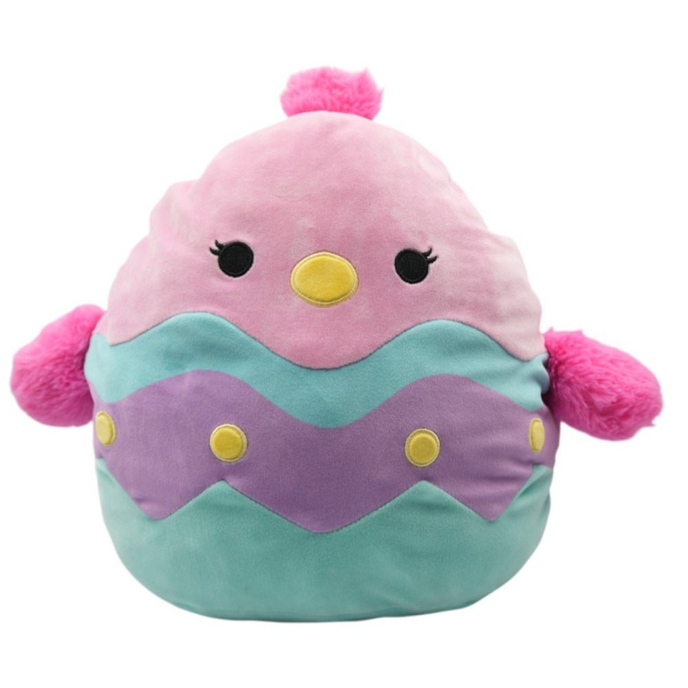 Squishmallow 16" Pink Bird Plush Easter Egg‎ Pastel Zigzag Soft Stuffed Animal